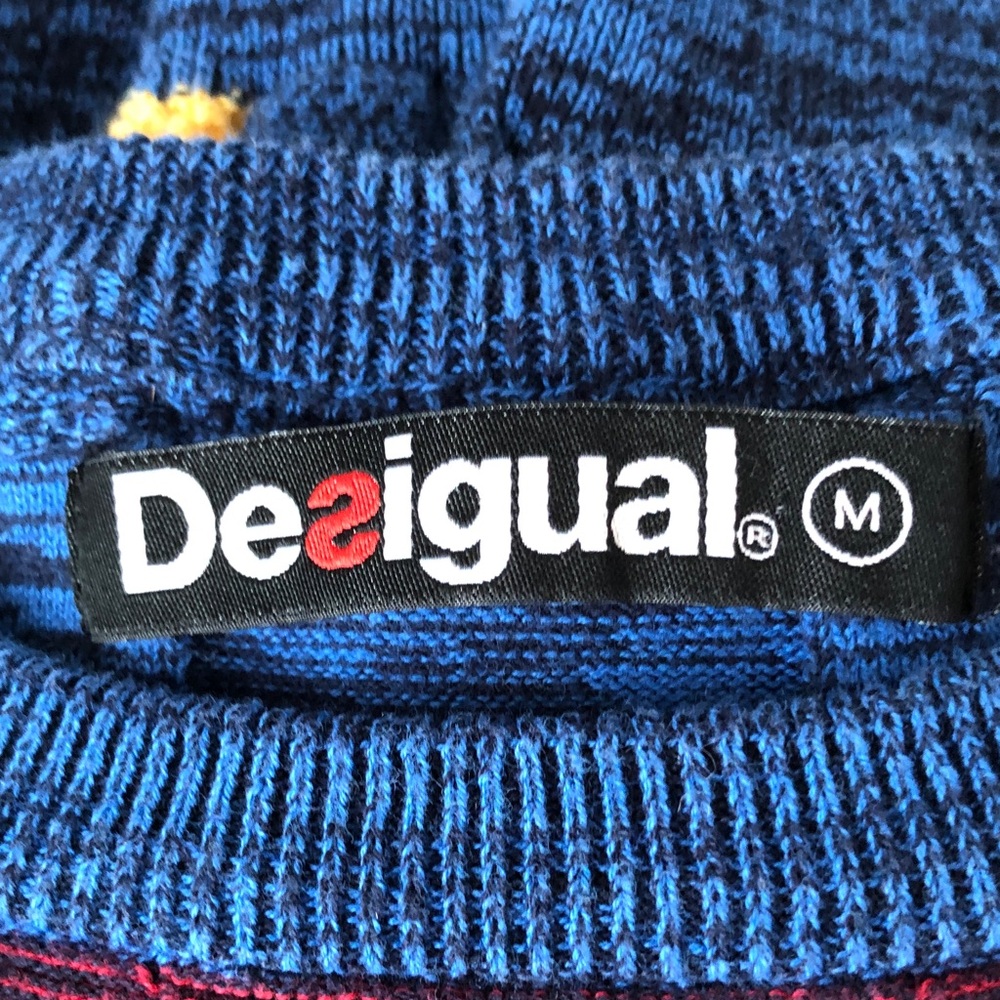 Desigual Vibrant Colour Block Blue Sweater - Picture 3 of 7